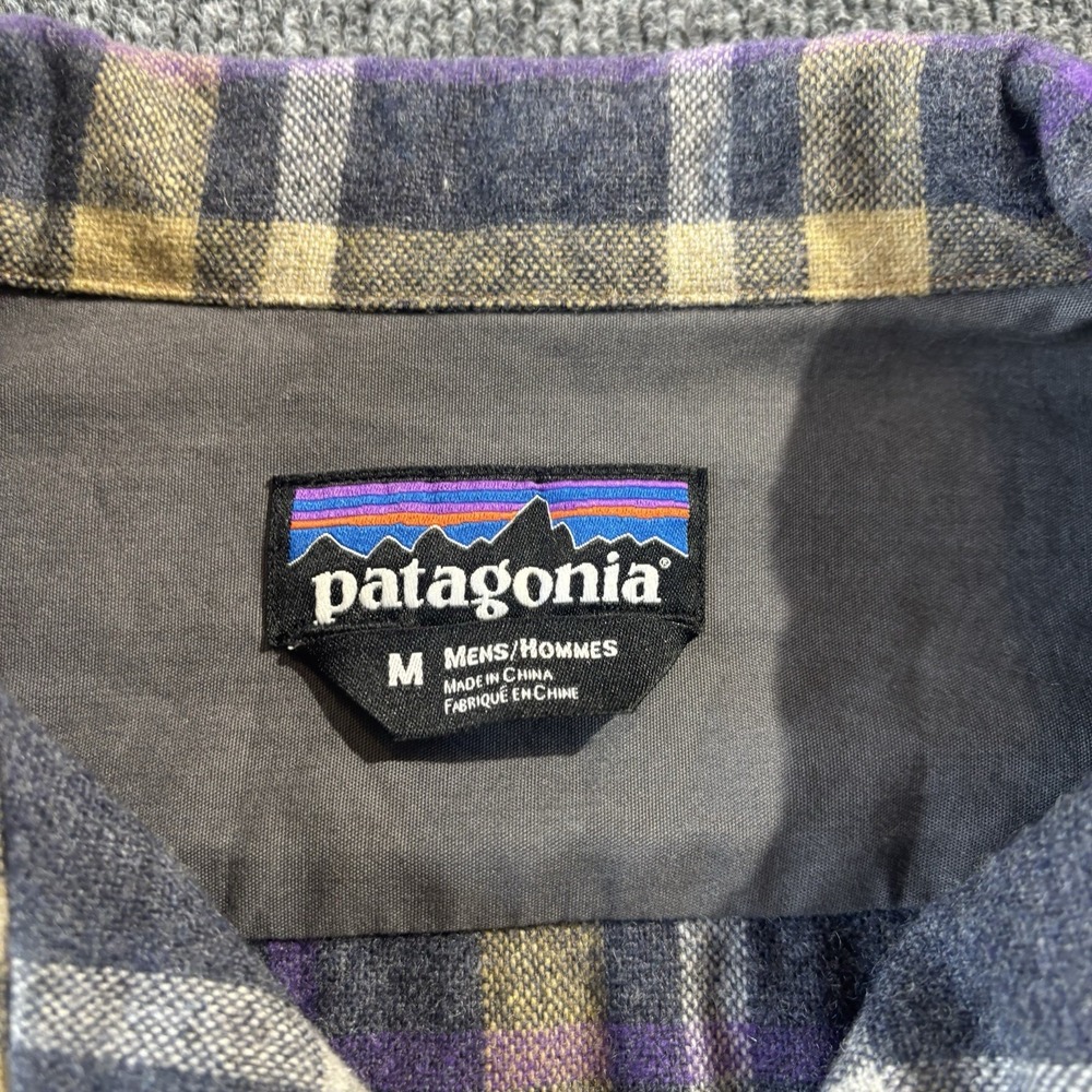 Patagonia Recycle Wool Shirt Mens Medium Flap Pocket Retro Plaid Long Sleeve - Picture 4 of 9